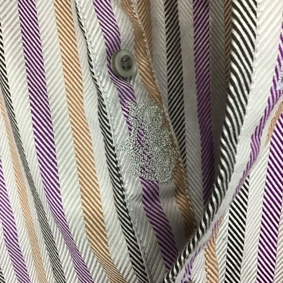 Robert Graham Men's L Multicolor Striped Flip Cuff Button Up Shirt - Picture 3 of 11